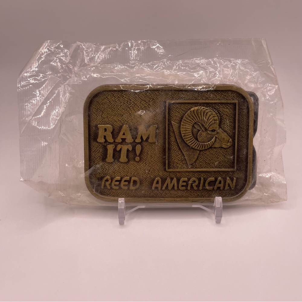 NEW Sealed RJ Roberts & Co. Ram It! Reed American Sheep Brass Belt Buckle